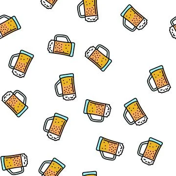 Beer beverage drink vector seamless pattern Stock Illustration