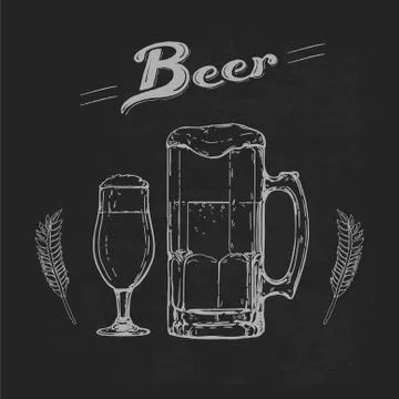 Beer on blackboard Stock Illustration