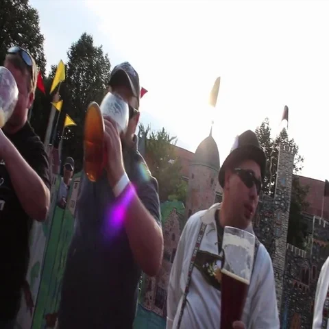 Beer Boot Chug Contest Stock Footage 69460979
