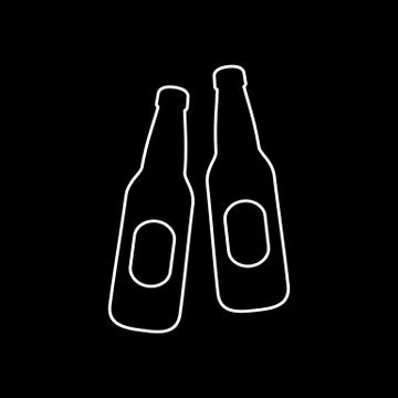 Beer bootles icon simple flat style vector illustration Stock Illustration