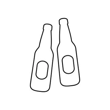 Beer bootles icon simple flat style vector illustration Stock Illustration