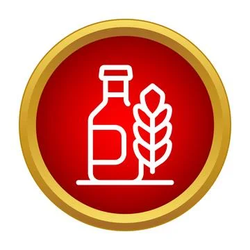 Beer bottle and wheat ear icon concept Stock Illustration