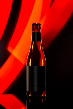 Beer bottle on black background Foto stock