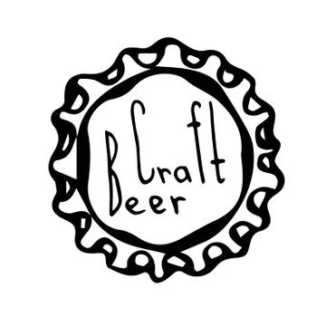 Beer bottle Cap. Doodle Style Sketch. Vector Stock Illustration