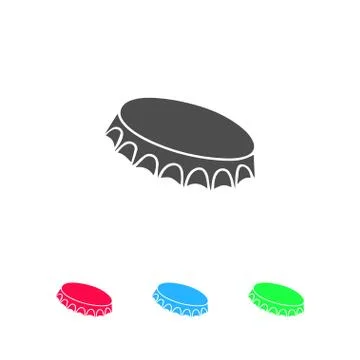 Beer bottle cap icon flat Stock Illustration