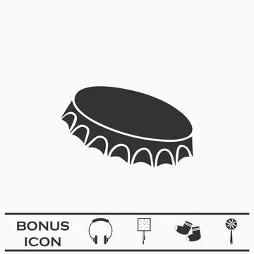 Beer bottle cap icon flat Stock Illustration