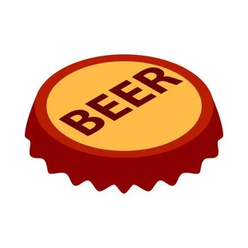Beer bottle cap icon, isometric 3d style Stock Illustration