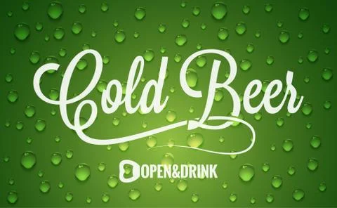 Beer bottle with cold drops logo design background Illustrazione stock