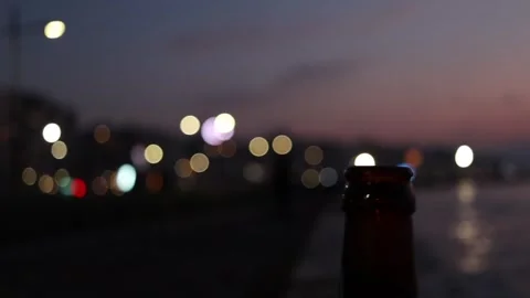 Beer Bottle in the Dusk Stock Footage 245456004