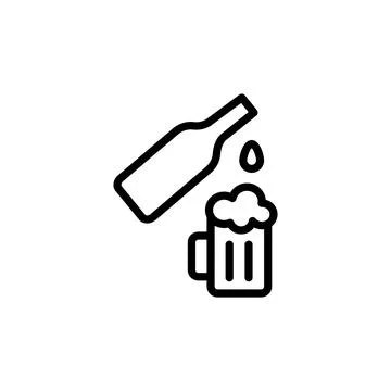 Beer bottle, goblet icon. Simple line, outline vector elements of international Illustrazione stock