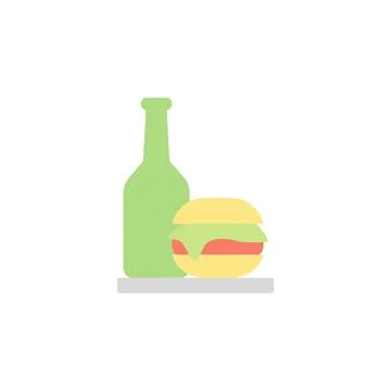 Beer bottle, hamburger icon. Simple color vector elements of international beer Stock Illustration
