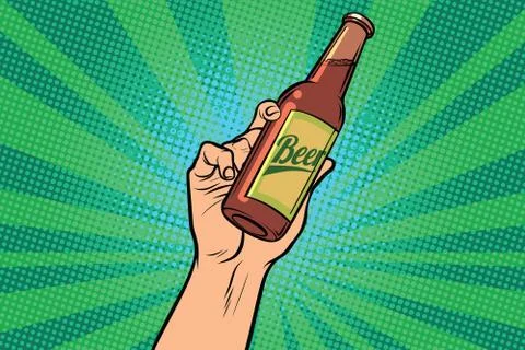 Beer bottle in hand Stock-Illustration
