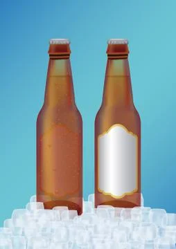 Beer Bottle With Ice Stock Illustration