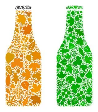 Beer Bottle Icon Botany Composition of Floral Elements Stock Illustration