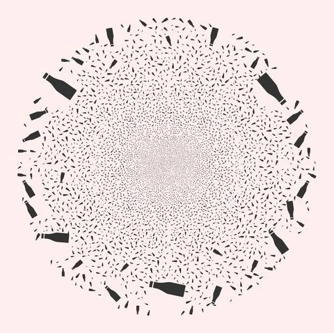 Beer Bottle Icon Collage Exploding Spheric Cluster Illustrazione stock