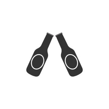 Beer bottle icon flat Stock Illustration