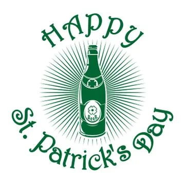 Beer bottle with the image of clover. St. Patricks Day celebration symbol Stock-Illustration