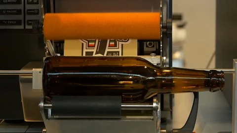 Beer bottle labeller Stock Footage 119596321