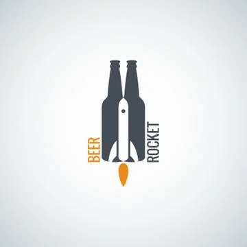 Beer bottle logo rocket concept background Stock Illustration