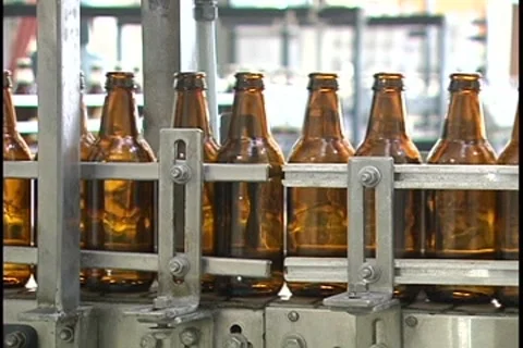 Beer Bottle Manufacturing Machine Line at Brewery Video stock 7903045