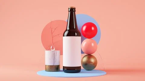 Beer bottle mockup Stock Illustration