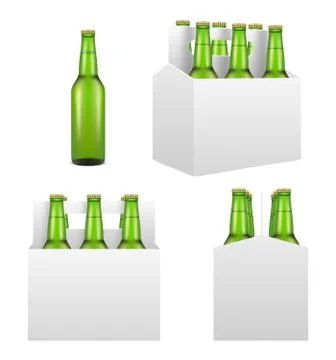 Beer bottle mockup set, vector realistic illustration Stock Illustration