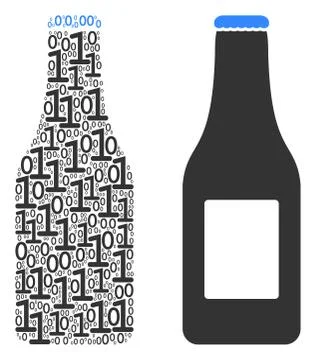 Beer Bottle Mosaic of Binary Digits Stock Illustration