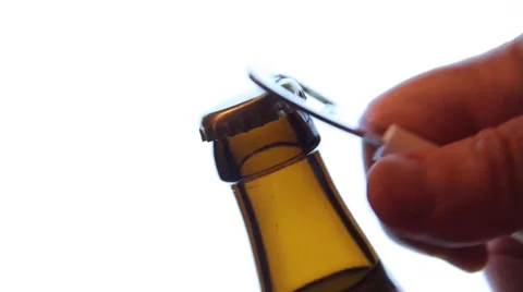 Beer bottle is opened Stock Footage 46039367