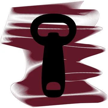 Beer bottle opener icon of a set. Icon on vinous ripples isolated on white Stock Illustration