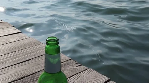 Beer Bottle at the Pier Stock Footage 248383962