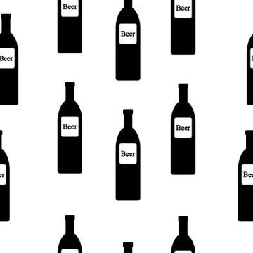 Beer bottle seamless pattern. Stock Illustration