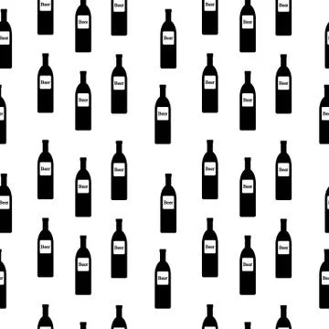 Beer bottle seamless pattern. 스톡 일러스트
