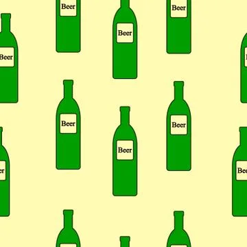 Beer bottle seamless pattern. Stock Illustration