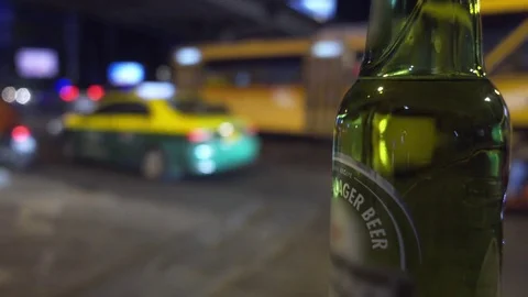 Beer Bottle Street Night Background Stock Video Pond5