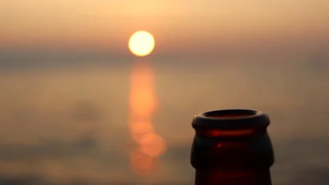 Beer Bottle on Sunset Stock Footage 245455918