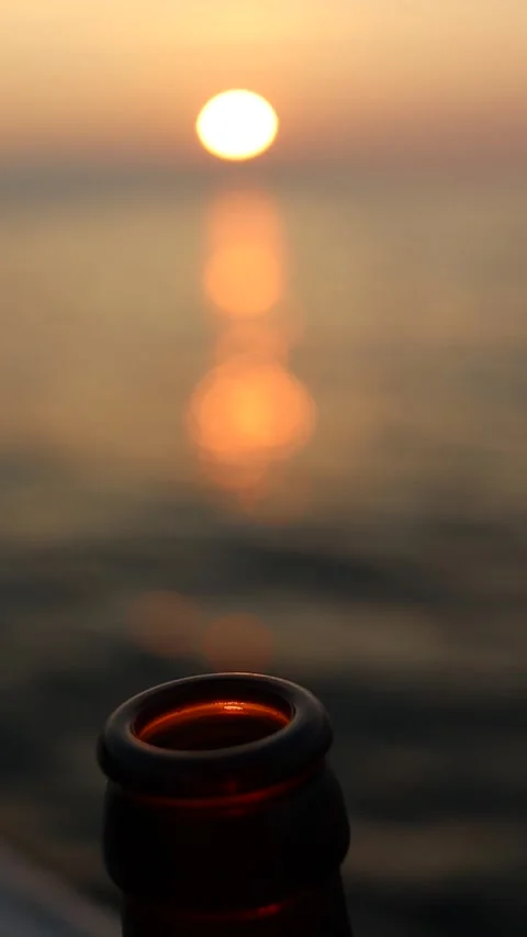Beer Bottle on Sunset (Vertical) Stock Footage 245455919