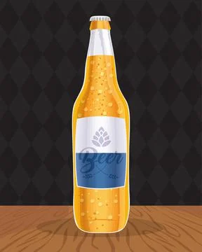 Beer bottle in table Stock Illustration