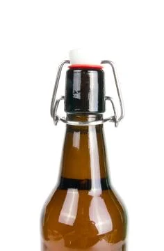 Beer bottle on white background Stock Photos