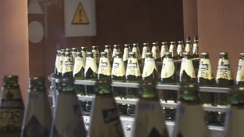 Beer Bottles on Assembly Line Stock Footage 103678351