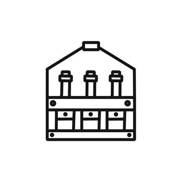 Beer bottles in basket icon vector set collection for web Stock Illustration