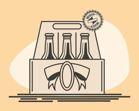 Beer bottles on box Stock Illustration