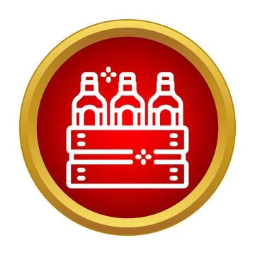 Beer bottles in crate flat design icon Stock Illustration