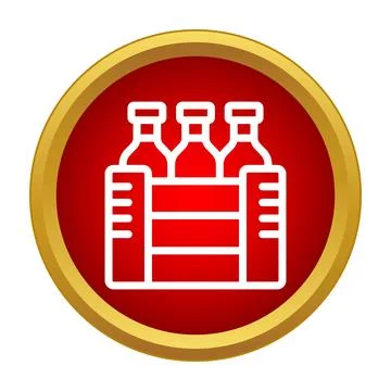 Beer bottles in a crate flat icon design Stock Illustration