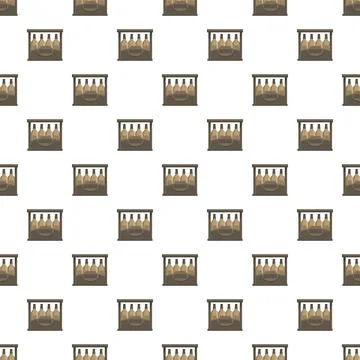 Beer bottles in crate repeating flat pattern Stock Illustration