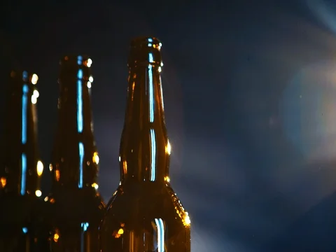 Beer bottles on a dark background Stockbeeldmateriaal 73444885