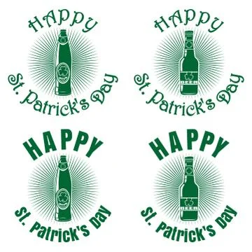 Beer bottles of different shapes to the St. Patricks Day Stock Illustration