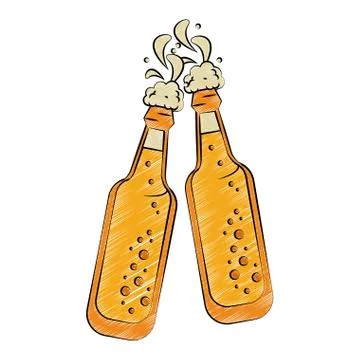 Beer bottles isolated scribble Stock Illustration