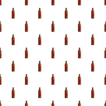 Beer bottles repeating pattern on white background Illustrazione stock