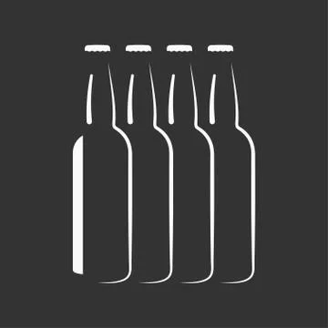 Beer bottles silhouette vector background Stock Illustration