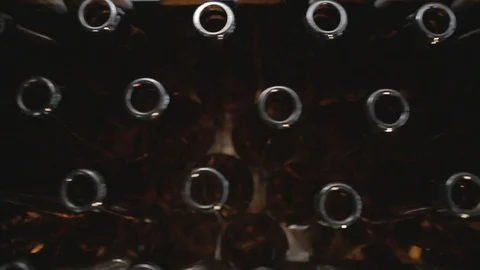 Beer bottles on track from top view Stock Footage 114705252